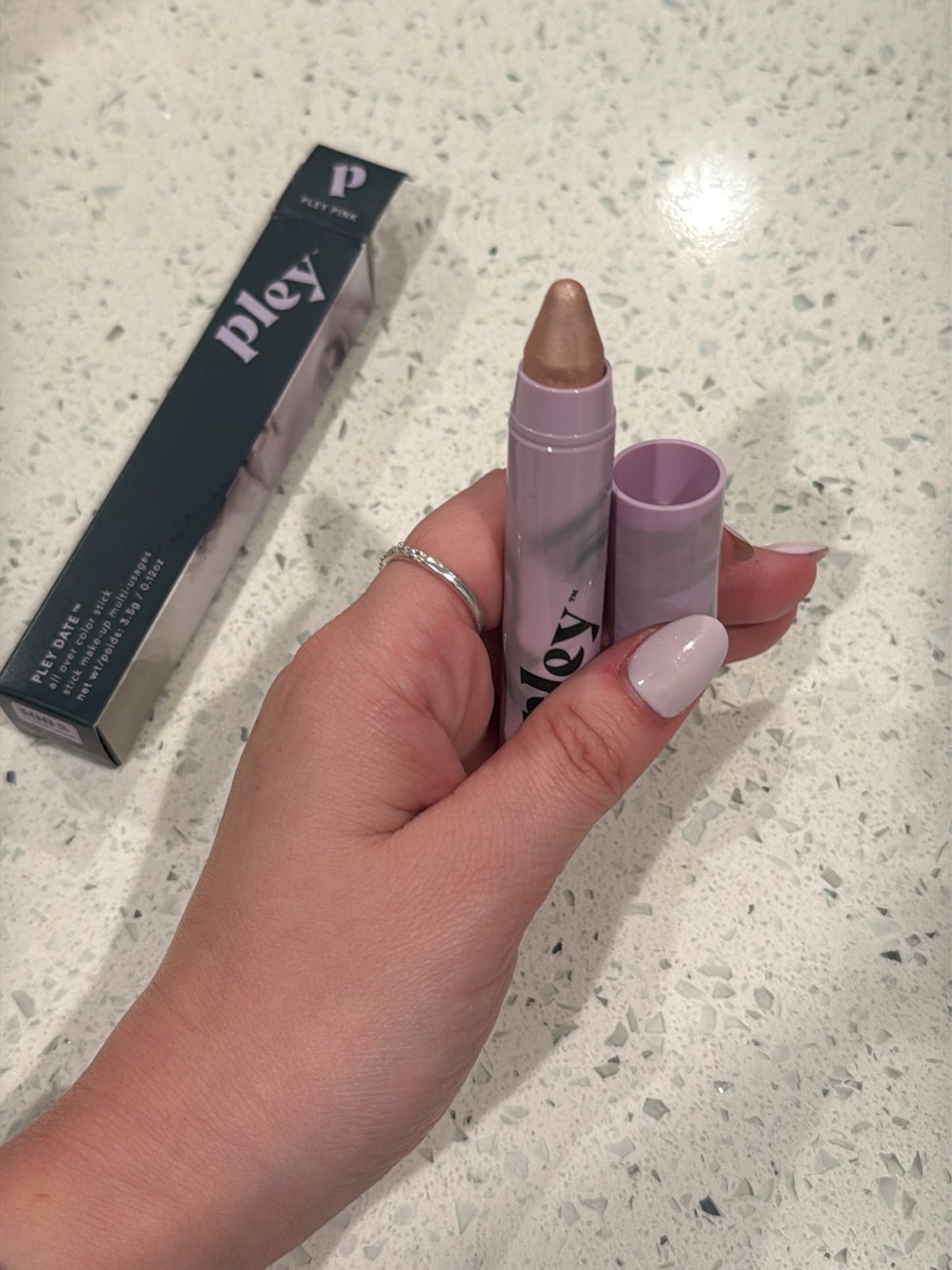NEW! Pley Day Shimmer Stick Lip & Cheek Crayon — Champagne Beige